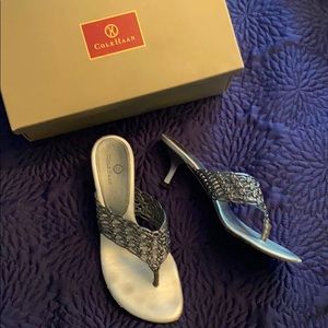 Cole Haan silver grey heel sandals 8.5
